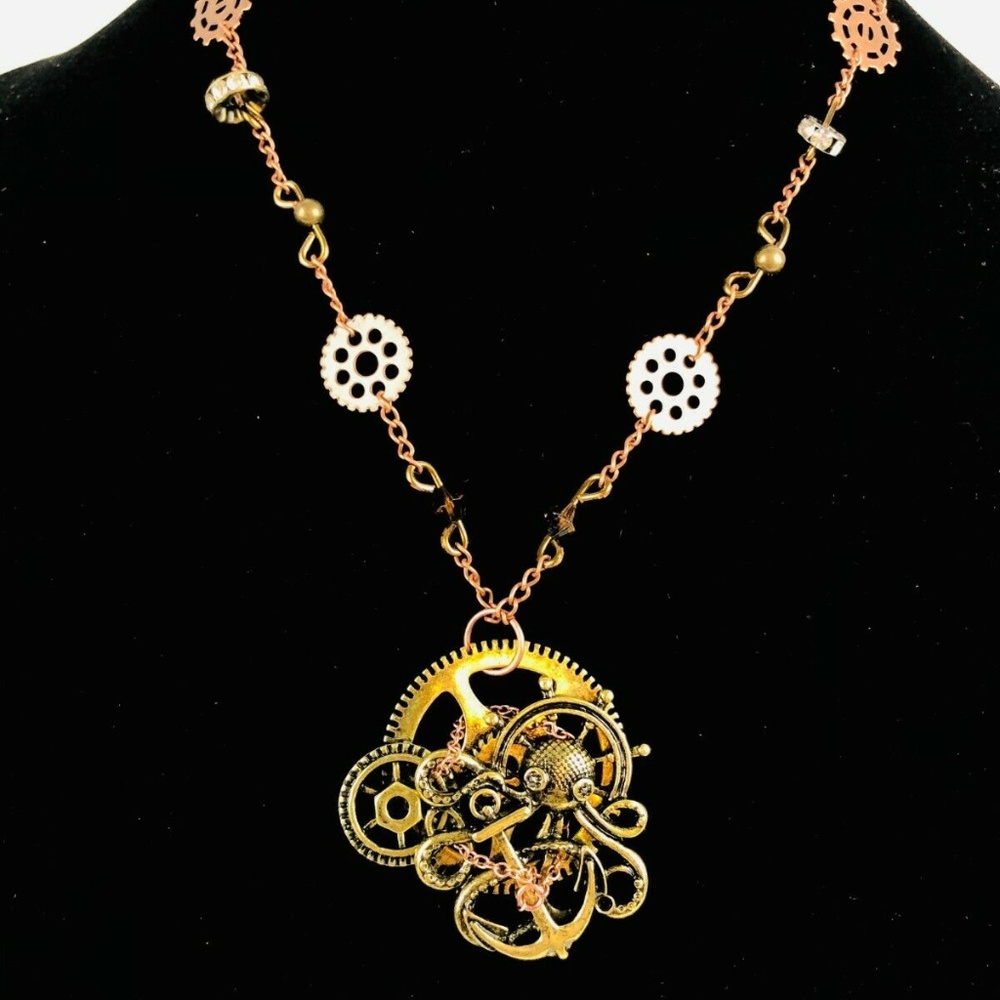 Steam punk octopus  women's & men's necklace